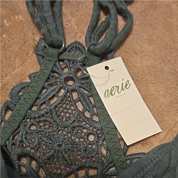 2 for 1 Aerie Forest Green Ribbed Bra Top (tan one too) - Picture 2 of 4